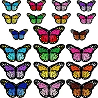 Patchs en tissu sergé brodés en forme de papillon, écologiques, pour chapeaux et sacs
