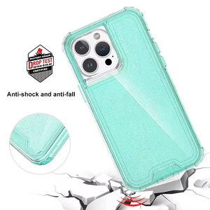 Custodia per telefono glitterata traslucida all'ingrosso 3 in 1 tinta unita per <span class=keywords><strong>iPhone</strong></span> <span class=keywords><strong>13</strong></span> 14 15 plus 16 pro cover per telefono paraurti antiurto - Product Image 4