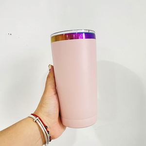 Paquete de 4 Vasos de Acero Inoxidable con Aislamiento al Vacío, Recubrimiento en Polvo Rosa de 20 oz, con Logotipo Personalizado y Pajita de Color - Product Image 3