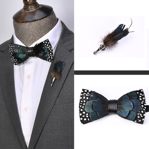 Set di <span class=keywords><strong>Papillon</strong></span> in Piume Fatti a Mano per <span class=keywords><strong>Uomo</strong></span> in Confezione Regalo - Product Image 5