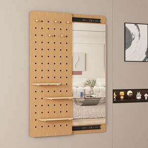 <strong>Wall</strong> Mounted Full-Length Invisible Dressing <strong>Mirror</strong> Storage Rack Perforated Board Framed <strong>Mirror</strong> with Push-Pull <strong>Feature</strong> - Product Image 5