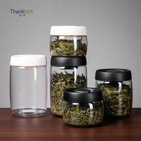 Thankhot grosir toples penyimpanan dapur kaca, perlengkapan dapur tutup kayu warna bambu kedap udara untuk biji kacang buah