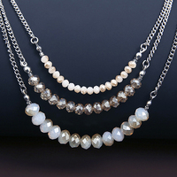 Collier à trois couches de perles de verre style euro-américain, chaîne de pull superposée