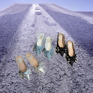 Sandalias Planas Antideslizantes de Verano para Mujer, con Punta Puntiaguda, Logotipo Personalizado, Lazos Decorativos, Parte Superior de PU y Suela de Goma - Product Image 3