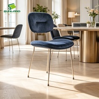 Ensemble de salle à manger Sunland Luxury Indoor 3 pièces en acier inoxydable avec chaises en velours et table en terrazzo pour bistro et restaurant