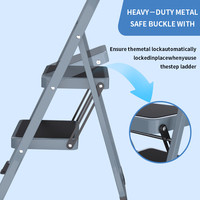 Escalera Plegable de Acero de Grado Industrial Moderna, Certificada EN14183, Capacidad de 150 kg, para Uso Profesional en Talleres y Almacenes