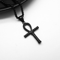 Collier avec pendentif croix d'ancre gravé rétro pour hommes, bijoux pour hommes, accessoire de mode en acier inoxydable, cadeau significatif MGXL436