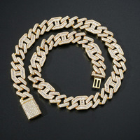 Chaîne cubaine en laiton de 15 mm de large avec zircon pour homme, style Hiphop Rock, géométrique, pour fiançailles, anniversaire, fête, mariage
