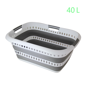 40L new design plastic oval laundry basket collapsible laundry basket foldable with handle