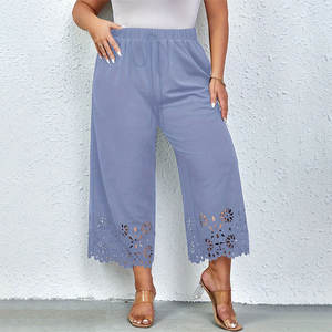 Pantalones de punto transpirables de talla grande para mujer, novedad de verano 2024, elegantes y con diseño hueco, ajustados - Product Image 6