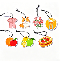 Désodorisant de voiture suspendu personnalisé avec personnage de dessin animé mignon, parfum en papier imprimé sur mesure, animaux et fleurs Kawaii, parfum pour voiture