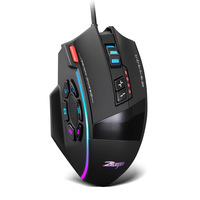 ZELOTES C13 Mouse game ergonomis dengan kabel, Mouse game berkabel 1.8 m DPI 5 kecepatan dapat disesuaikan untuk komputer dan Laptop