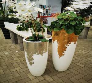 Pot de fleurs en fibre de verre FRP de qualité supérieure, robuste, avec trous de drainage, finition rustique, écologique, pour la décoration extérieure - Product Image 2