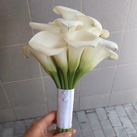 Fleurs artificielles de lys Calla en PU effet naturel pour bouquet de mariée, décoration intérieure, arrangement floral, vente en gros