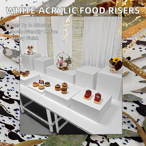 Modern Eco-Friendly <strong>White</strong> <strong>Acrylic</strong> Nesting Square Food Risers for Buffet Table Display - Product Image 2