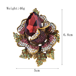 Broche de Flor de Diamante Colorido Elegante de Alta Qualidade Joia Atraente Luxuosa de Cristal para Mulheres - Product Image 6