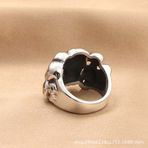 Men's Titanium Steel <b>Skull</b> <b>Ring</b> Retro Punk Skeleton Design Silver Color Gift Jewelry - Product Image 5