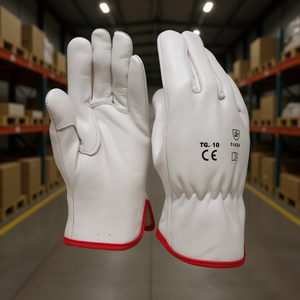 Guantes de cuero de vaca con textura granulada, talla 10, resistentes a cortes, para uso en logística y almacenes. - Product Image 3