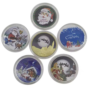Set Natalizio con Moneta Placcata in Oro, Distintivo Commemorativo in Argento, Moneta Commemorativa di Babbo Natale, Regali da Collezione per il Nuovo <span class=keywords><strong>Anno</strong></span> - Product Image 2