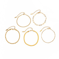 Bracelets en acier inoxydable plaqué or 18 carats, empilables, motif serpent torsadé et chaîne trombone, bijoux de mode hip-hop pour femme, pour usage quotidien