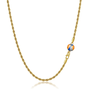 สร้อยคอรูปบาสเก็ตบอลสำหรับผู้ชาย สร้อยสแตนเลส สไตล์สปอร์ต จี้รูปแผ่นน้ำหนักแบบกำหนดเอง จี้รูปลูกบาสเก็ตบอล 3 มิติ - Product Image 3