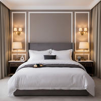 Ensemble de housse de couette en coton 100% 300 fils/cm², écologique, tissé, blanc géométrique de luxe sur mesure pour hôtel, literie douce, housse durable