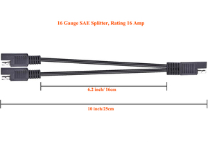 2ピン 1対2 SAEコネクタ Yスプリッター充電プラグ延長ケーブル配線ハーネス - Product Image 3