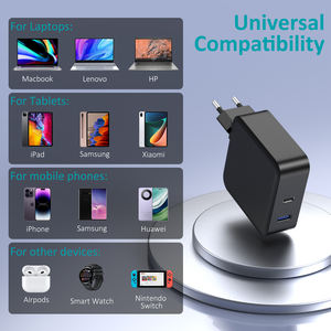 100W USB C 3 พอร์ต GaN แบบพับได้ 65W แท่นชาร์จเร็ว, อะแดปเตอร์ชาร์จแล็ปท็อป, สถานีชาร์จ USB C สำหรับไอโฟน 13 - Product Image 4