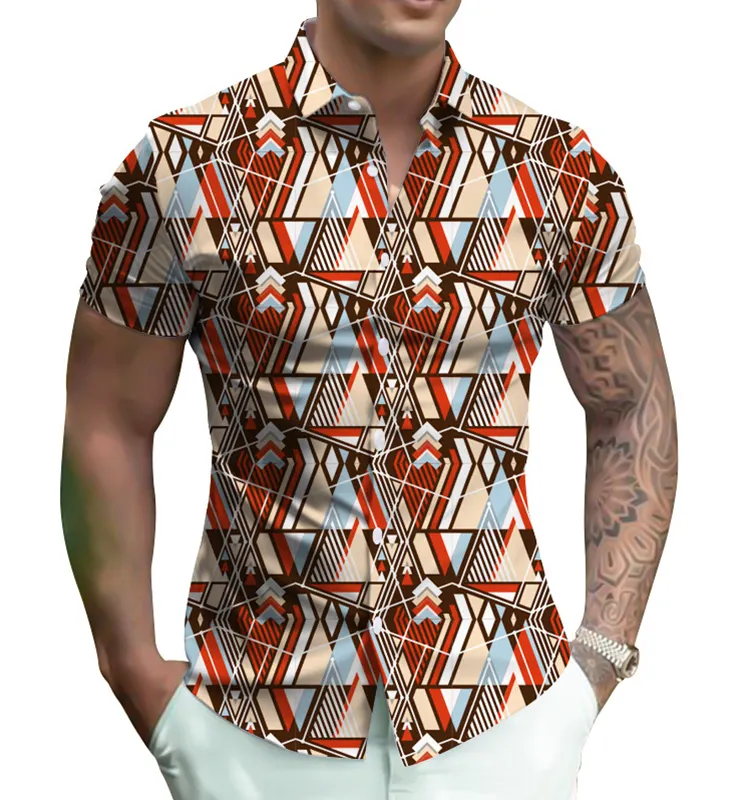 OEM/ODM fashion 100% cotton poly men wear shirt design Men Printing Custom New Arrival Polyester rayon Short sleeve