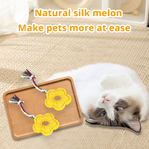 Juguete de dentición para gatos estilo dibujos animados, de lufa, para limpieza de dientes y masticación, con forma de flores de lufa, para aliviar el aburrimiento. - Product Image 6