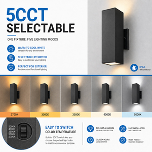 Luz de pared de aluminio IP65 para exteriores moderna cuadrada 5CCT 2700K-5000K lámparas LED Uso de jardín con montaje en pared - Product Image 4