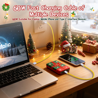 Cable de Carga Rápida de 60W con Correa de Muñeca Navideña Personalizada, Regalo Promocional, Fabricante de Cables USB C a Tipo C