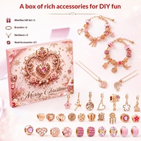 Ensemble cadeau de calendrier de l'avent pour femmes, bracelet DIY de Noël, kit de fabrication de bijoux en perles or rose