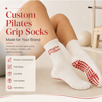 Chaussettes de yoga et de Pilates personnalisées avec logo, antidérapantes, pour femmes, mi-mollet, séchage rapide, respirantes