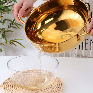 Hogar usado <span class=keywords><strong>de</strong></span> acero inoxidable para cocinar Wok sartenes oro cobre freír olla con tapa - Product Image 6