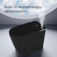 Toilette moderne en céramique intelligente noire mate montée au sol avec télécommande