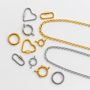 Carabiner Lock <b>Necklaces</b> & Bracelets | 18K PVD Gold Plated Stainless Steel Chain Assorted Shape Clasp Trendy Unisex DIY Jewelry - Product Image 1