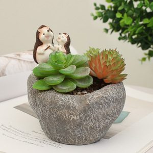 Pot en résine créatif rustique style rivière pour décoration intérieure, micro-paysage et plantes succulentes - Product Image 3