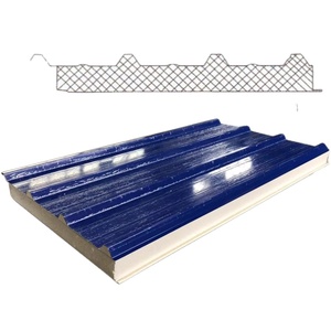 Paneles de Techo Tipo Sándwich de Acero Azul, Paneles Metálicos para Techos y Paredes, Diseño de Modelo 3D en Acero de Color, Suministro de Fábrica a Gran Escala - Product Image 1