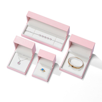 Boîte à bijoux en carton rose personnalisée sans logo, emballage de bijoux carré design boîte à bijoux de style mignon