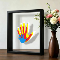 Cadre photo en bois transparent, carré 8, kit d'empreintes de mains pour famille et couple, souvenir artisanal DIY, coffret cadeau pour fête de bébé