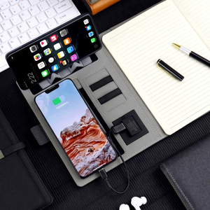 New A5 Size Luxury Magnetic Button Notebook Wireless <b>Charger</b> Power PP Fabric PVC Leather <b>Multifunction</b> Business Idea Christmas - Product Image 1