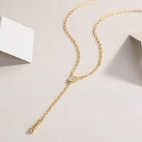 Collier personnalisé en forme de Y avec pendentif en forme de larme, bijoux fins, or 18 carats/argent sterling 925, diamants de laboratoire pour femmes