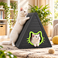 Maison pour chat d'extérieur, abri imperméable avec double entrée, maison pour chat en PP durable pour animaux de compagnie de jardin