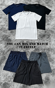 Set da corsa ad asciugatura rapida da uomo, set da allenamento riflettente, abbigliamento da corsa notturna, manica corta traspirante per lo sport - Product Image 3