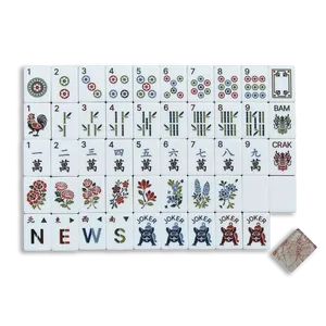 Jeu de Mahjong de Luxe Léger à Motif Marbre, Illustration Florale et d'Oiseaux Orientaux, Tuiles Personnalisées, Idéal pour les Réunions Familiales, Ensemble de Mahjong de Haute Valeur - Product Image 6