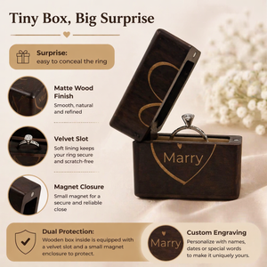 Vietnam Vintage Solid Wood rectangle Jewelry Storage <b>Box</b> Wooden Engagement Ring <b>Box</b> <b>Small</b> Slim Flat Ring Case for Proposal - Product Image 2