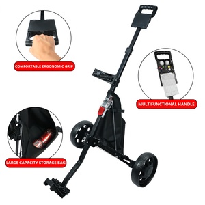 Verstelbare Handgreep Opvouwbare 2-wielige Golfkar Inklapbare Lichtgewicht Handkar Aluminium Golftrolley Met Voetrem - Product Image 5
