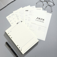 Páginas Interiores Personalizadas para Diario A5 de 6 Anillas, Calendario 2026 en Inglés, Papel Suelto, Relleno para Cuaderno de Tapa Dura, 50 Hojas