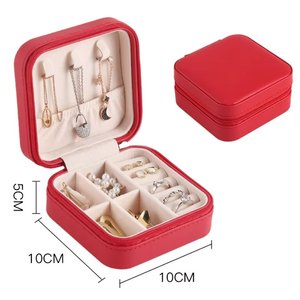 Портативный мини-кожаный дорожный шкатулка для женщин с логотипом на заказ Бархатный Чехол из искусственной кожи для хранения сережек и драгоценностей - Product Image 5